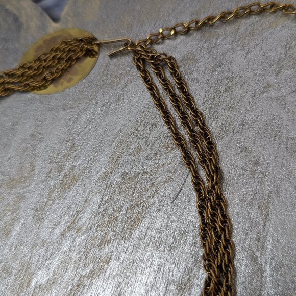 Anchor Serpent Weight Back Clasp Elegant Three Strand Necklace Gold Plated - Picture 9 of 10